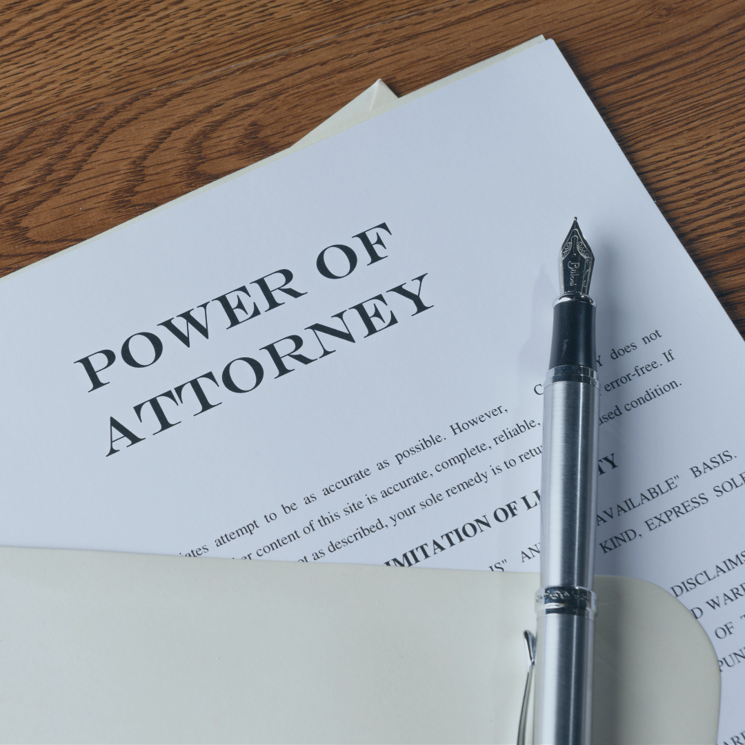 Document "Power Of Attorney" written on it