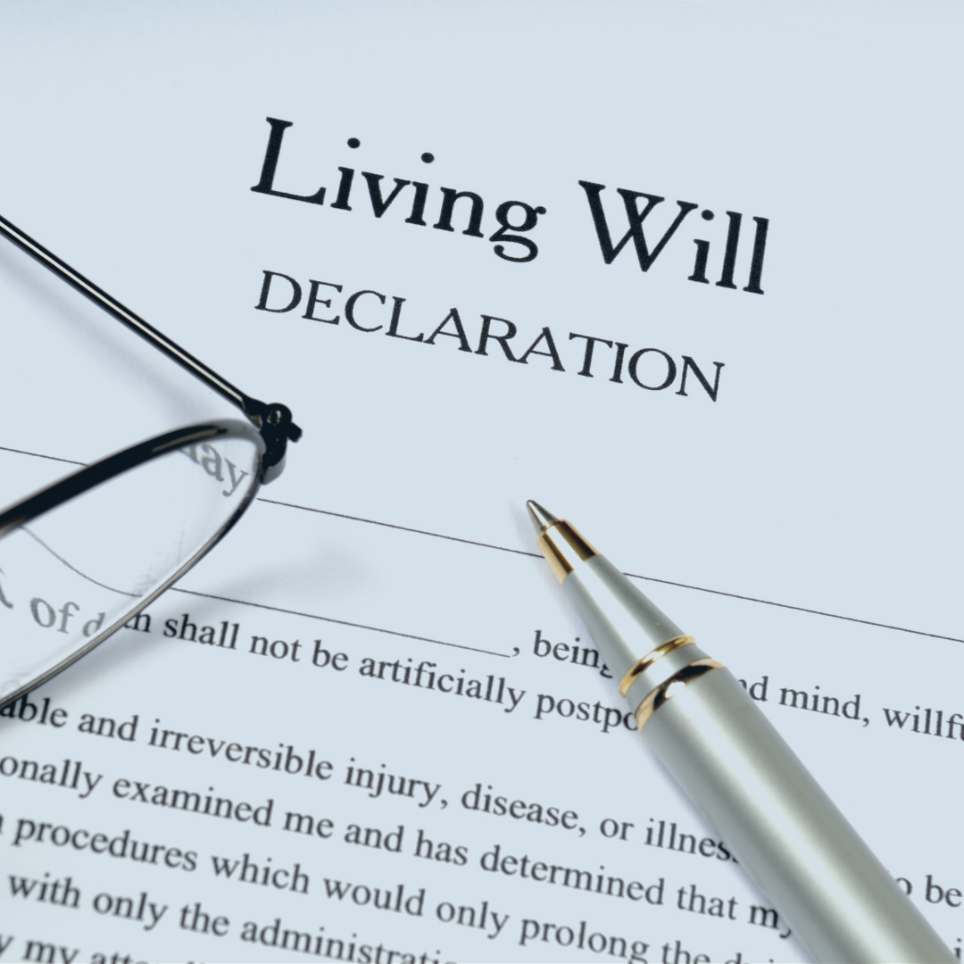 Document with "Living Will Declaration" written on it